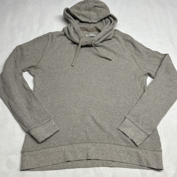 Everlane Tops - Everlane Womens Medium Waffle Knit Hoodie Grey Pullover Cotton Long Sleeve